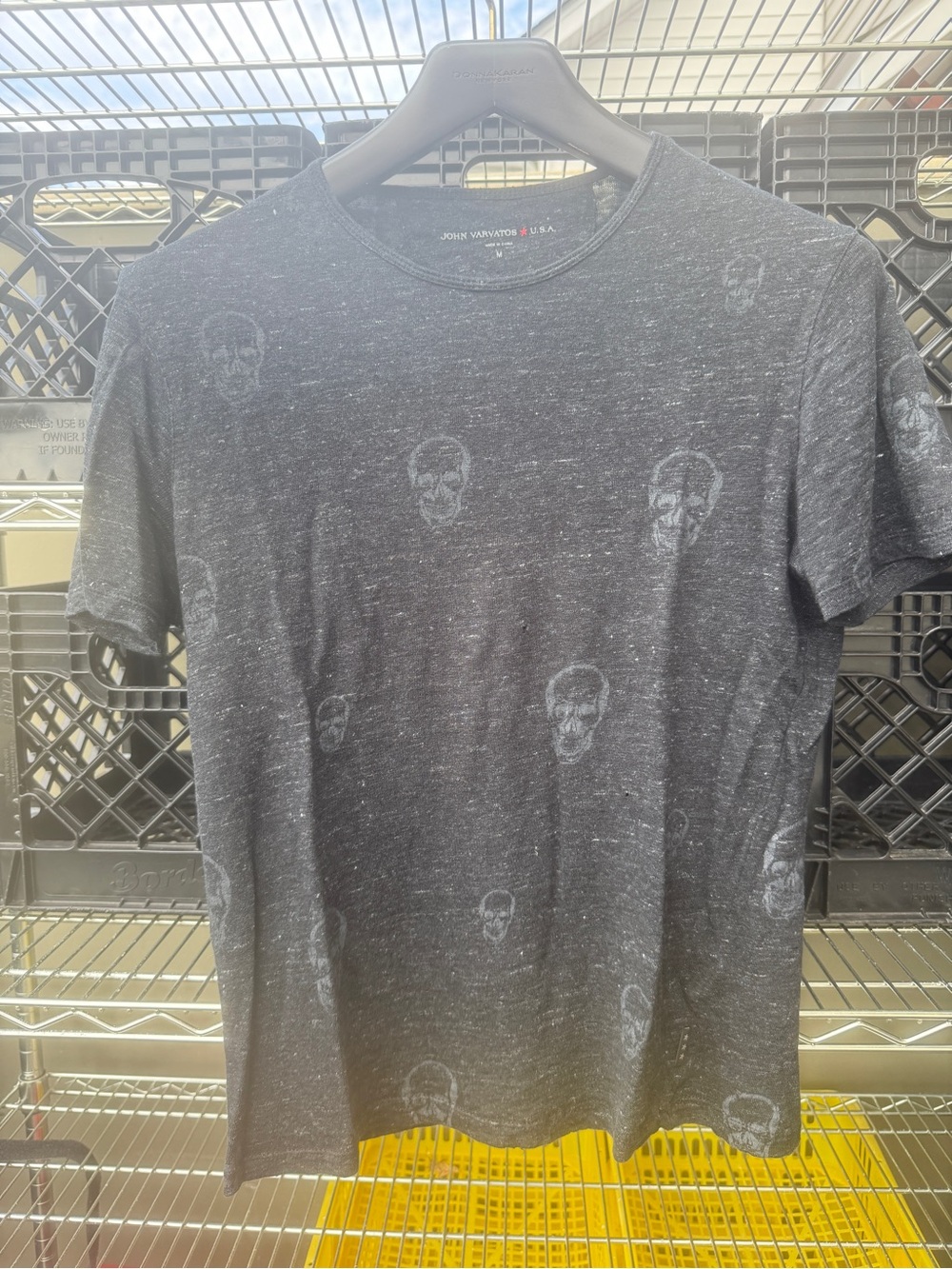 John Varvatos Black Heather Skull-Print Short Sleeve Tee